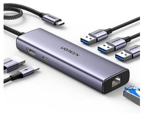 Ugreen 15598 hub & concentrateur USB 3.2 Gen 1 (3.1 Gen 1) Type-C 5000 Mbit/s Argent