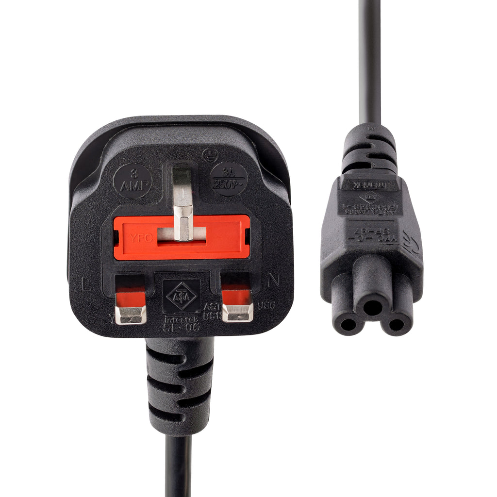 StarTech.com Cordon d'alimentation Trèfle BS1363 vers C5, 1m, Noir