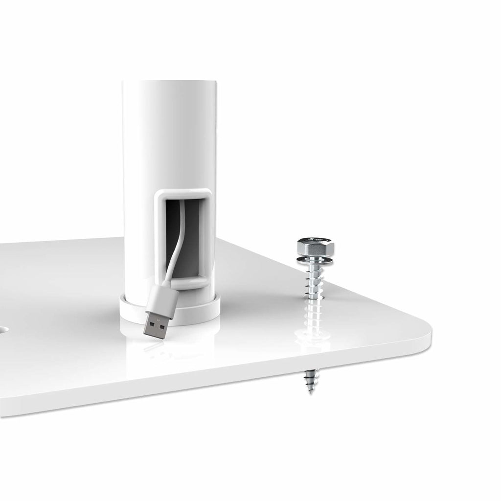 Manhattan Support de sol antivol pour tablette et iPad, universel, rotation 360°, inclinaison +20° à -110°, verrouillable, blanc, pour tablettes 7,9"–11", hauteur réglable 790 à 1190 mm, fixation à l’arrière au sol possible