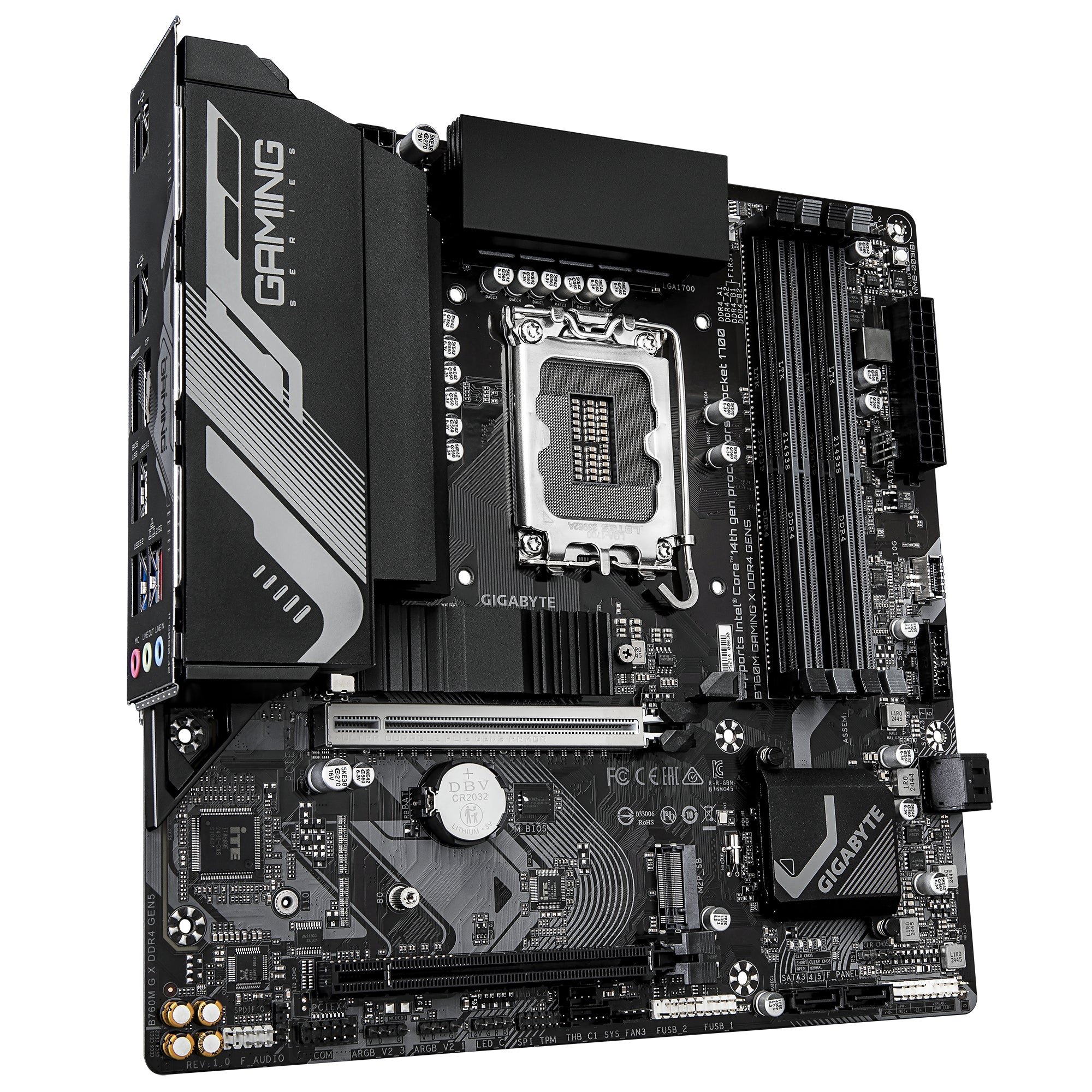 GIGABYTE B760M GAMING X DDR4 GEN5 Carte Mère – Compatible avec les processeurs Intel Core 14e génération, VRM 8+1+1 phases, jusqu’à 3200 MHz DDR4, 2 x M.2 PCIe 4.0, LAN 2.5 GbE, USB 3.2 Gen 1