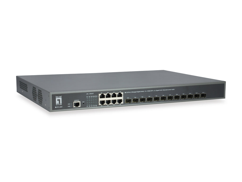 LevelOne GTL-2091 Switch Gigabit Ethernet L3 Géré, 8 Ports RJ-45, Gris