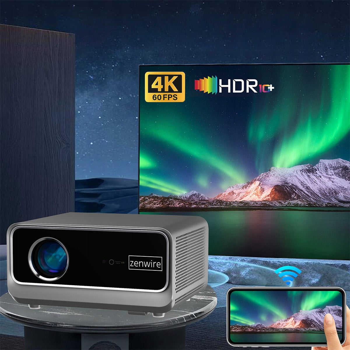 Projecteur Android Google TV FULL HD 4K 39 000 lm WiFi portable SMART Zenwire G60