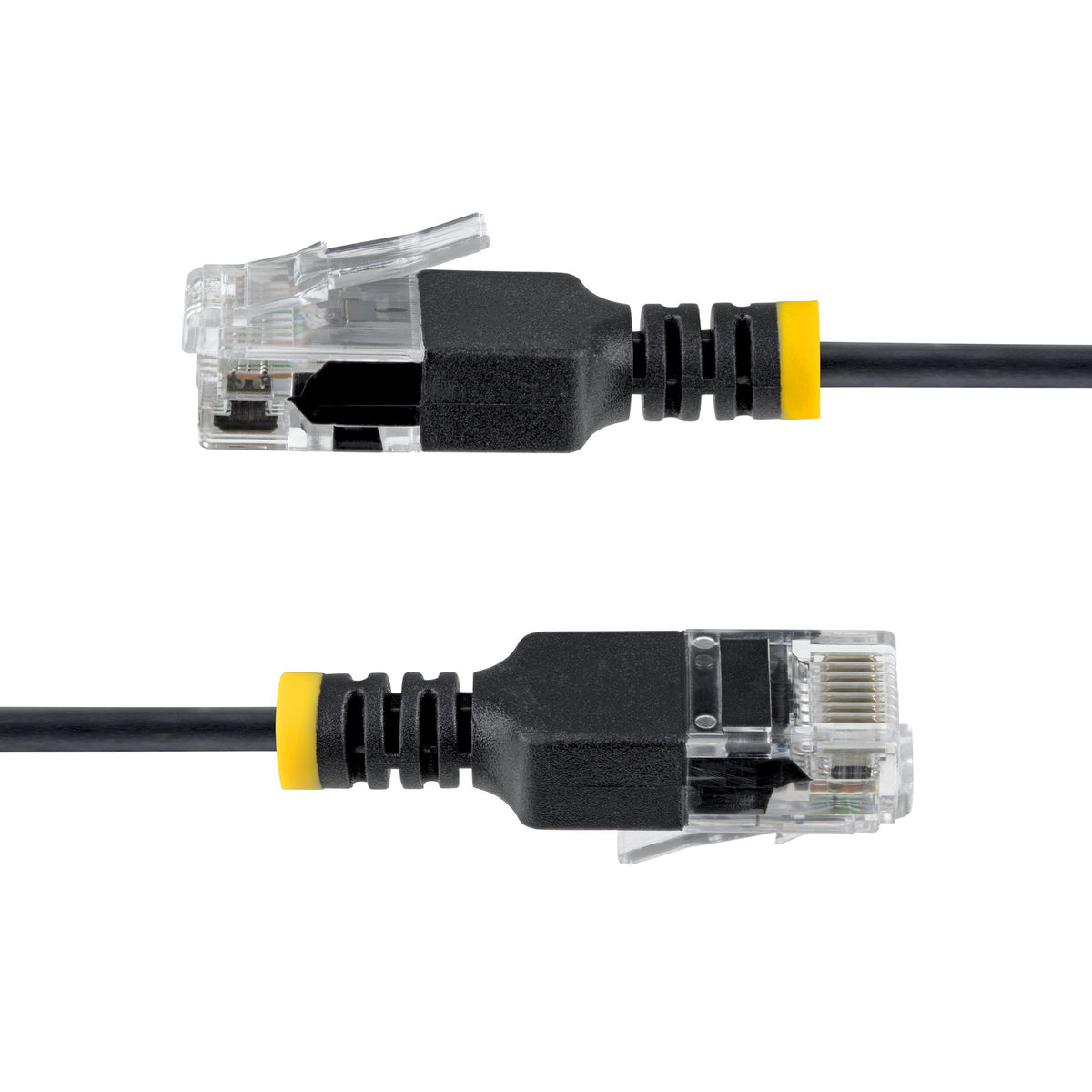 StarTech.com Câble Ethernet CAT6a Ultrafin Noir de 80cm, Sans Accroc, FTP, Fil de Cuivre Nu Pur, Cordon Patch Réseau RJ4