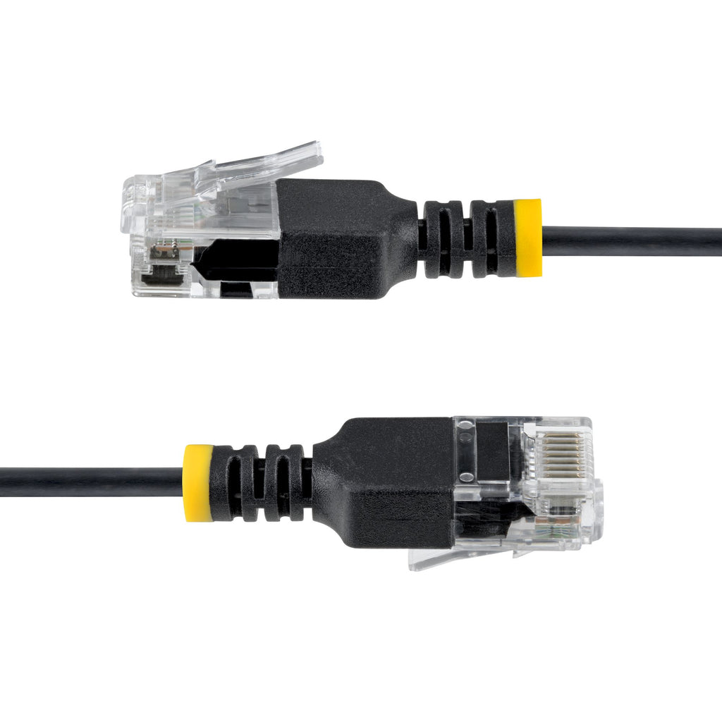 StarTech.com Câble Ethernet CAT6a Ultrafin Noir de 1m, Sans Accroc, FTP, Fil de Cuivre Nu Pur, Cordon Patch Réseau RJ45 