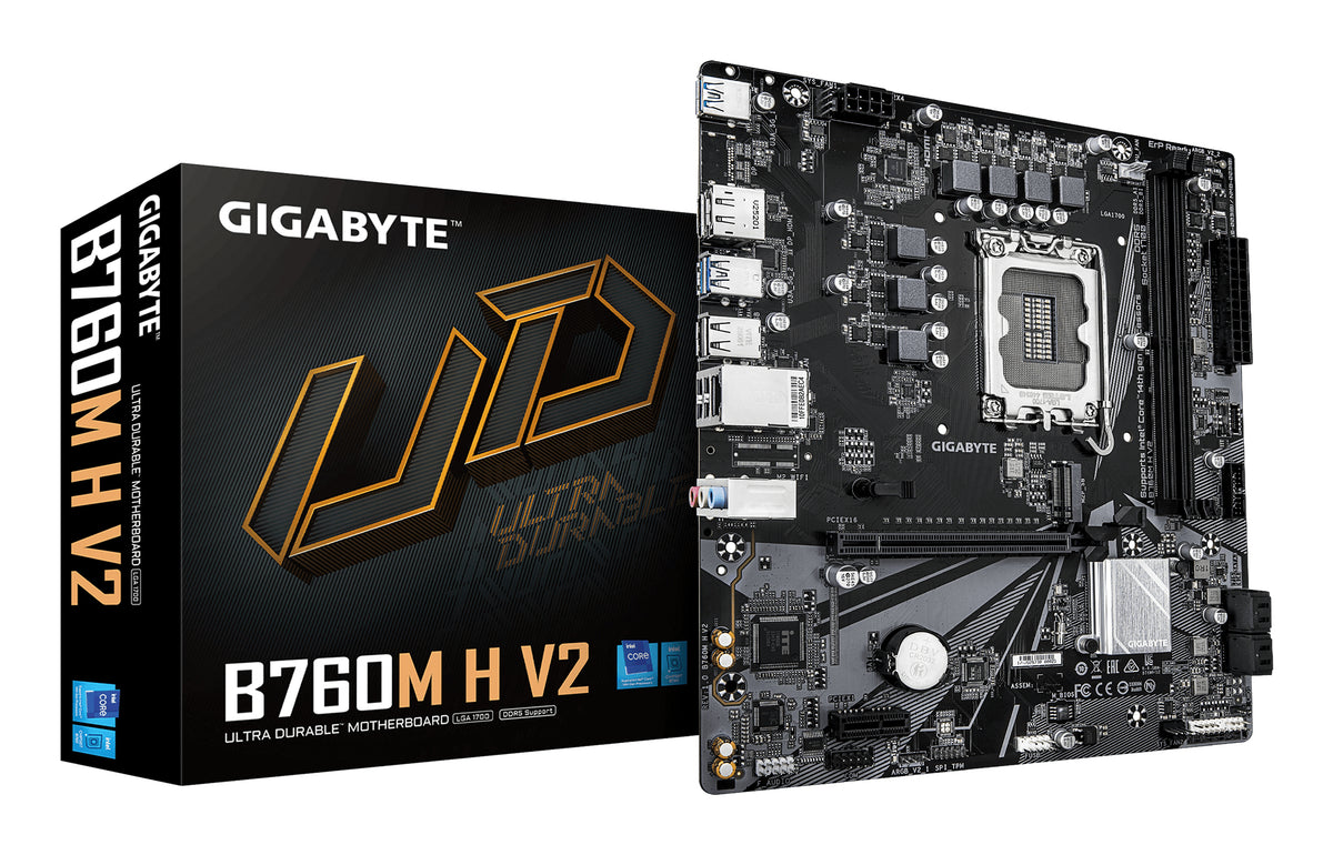GIGABYTE B760M H V2 Carte Mère - Prend en charge les processeurs Intel Core 14e génération, VRM numérique 5+1+1 phases, 