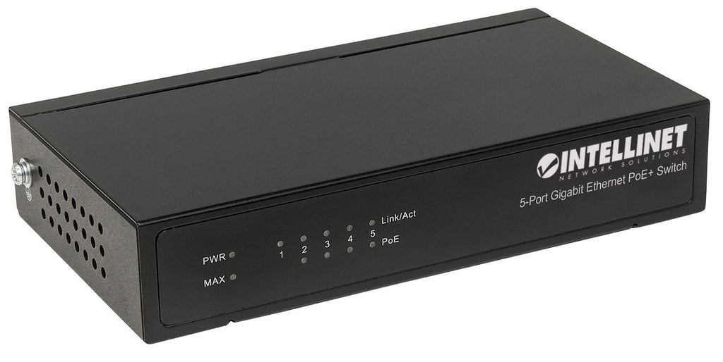 Intellinet Commutateur réseau (switch) Gigabit Ethernet PoE+ 5 ports, 4 ports PSE, compatible IEEE 802.3at/af, budget PoE 60W, format bureau, garantie de 3 ans - vue 2