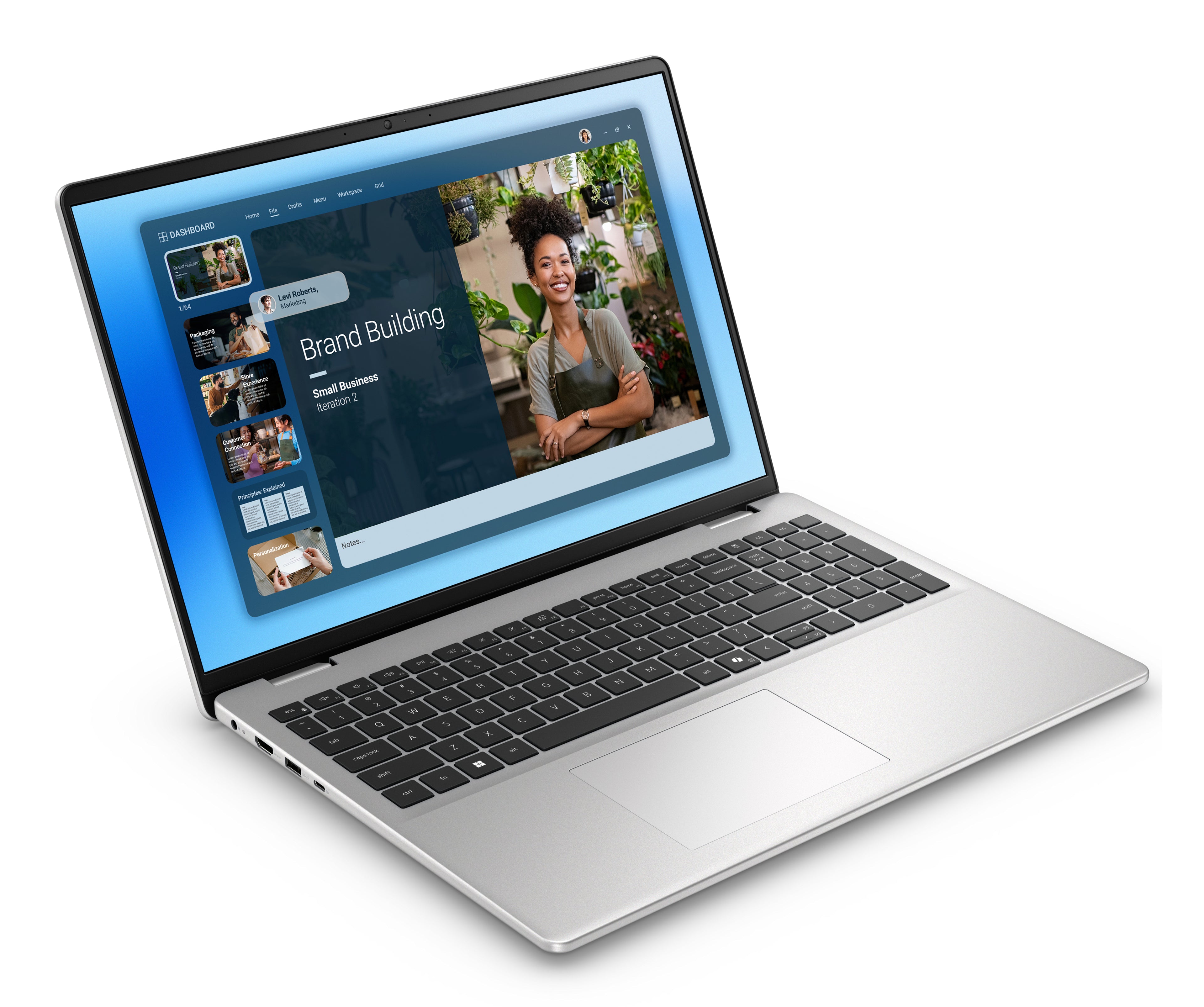 DELL DC16251 Intel Core 7 150U Ordinateur portable 40,6 cm (16") Full HD+ 32 Go DDR5-SDRAM 1 To SSD Wi-Fi 6E (802.11ax) Windows 11 Pro Platine, Argent