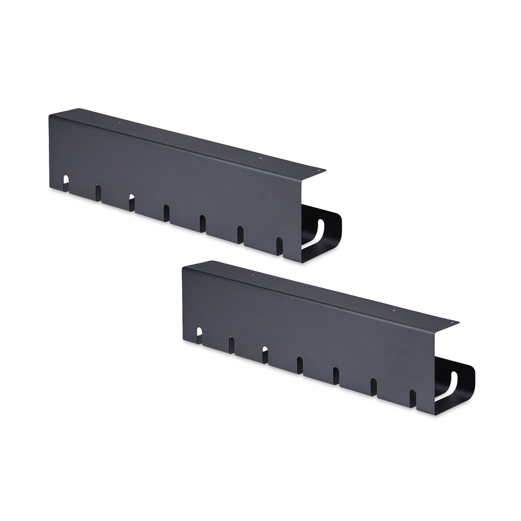StarTech.com Lot de 2 Bacs de Gestion des Câbles sous Bureau, Longueur 106cm (53cm par Plateau), Organiseur de Câbles Métallique à Fentes, Installation par Vis, Support pour Multiprise, Noir, TAA - vue 2