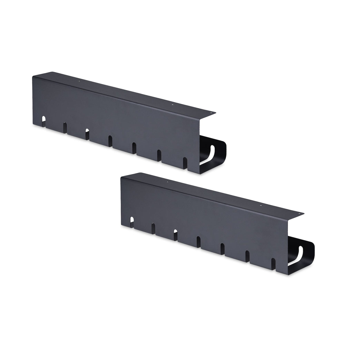 StarTech.com Lot de 2 Bacs de Gestion des Câbles sous Bureau, Longueur 106cm (53cm par Plateau), Organiseur de Câbles Métallique à Fentes, Installation par Vis, Support pour Multiprise, Noir, TAA - vue 2