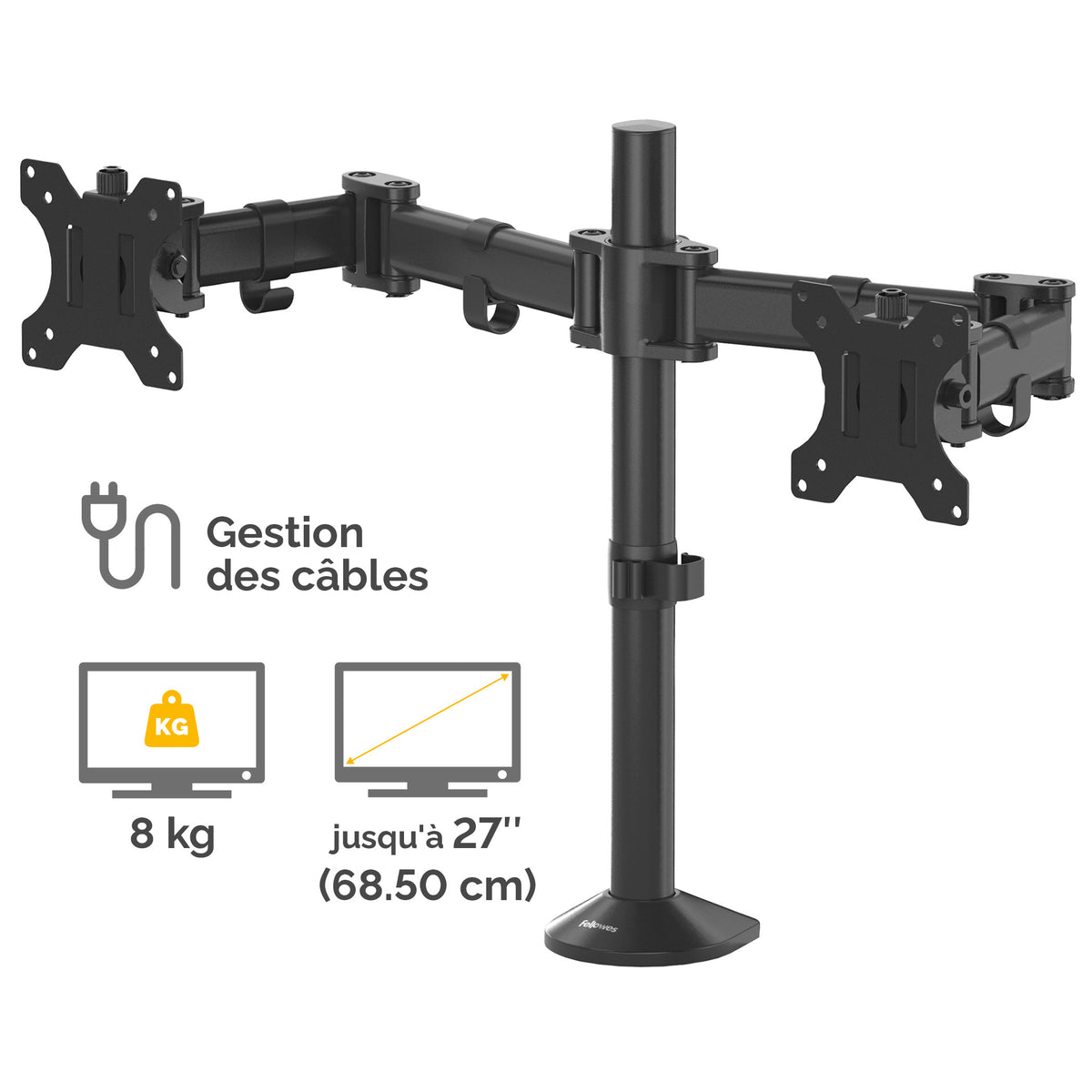 Fellowes Reflex 8502601 Support d'Écran Plat pour Bureau 68,6 cm (27") Noir
