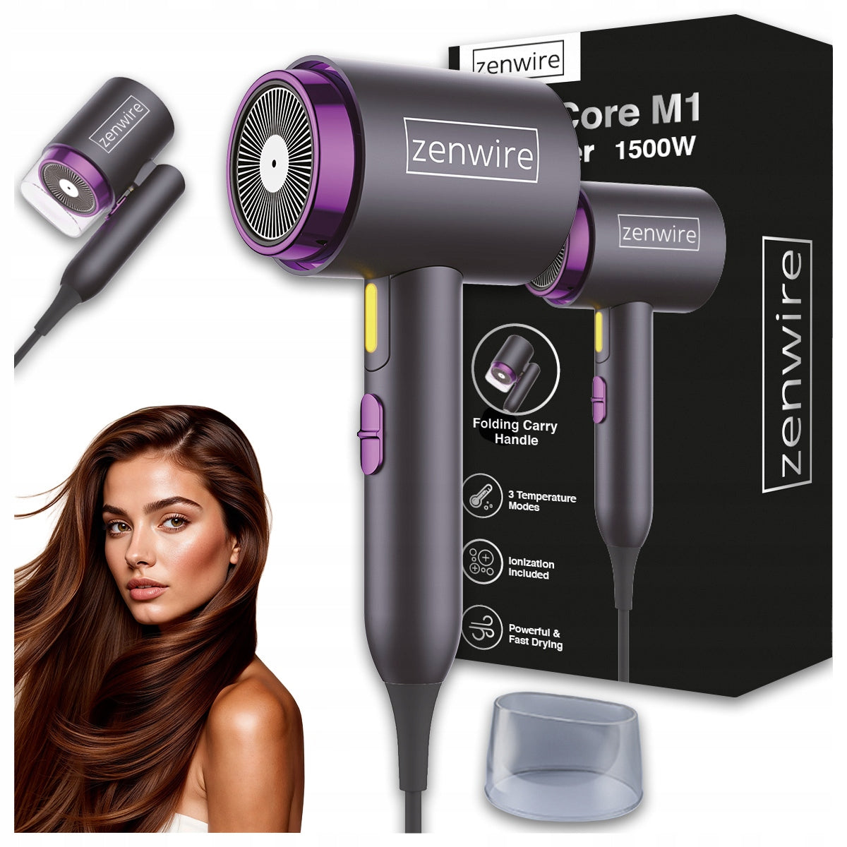 Mini sèche-cheveux ionisant, pliable, compact, de voyage, PRO M1