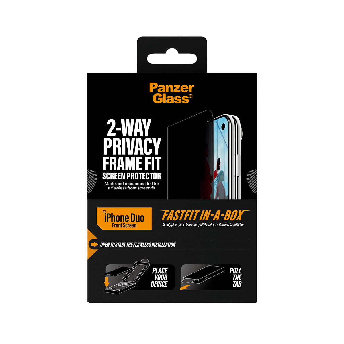 PanzerGlass ® 2-Way Privacy Front Screen Protector iPhone Duo | FRAME FIT w. FASTFIT IN-A-BOX Protection d'écran transpa
