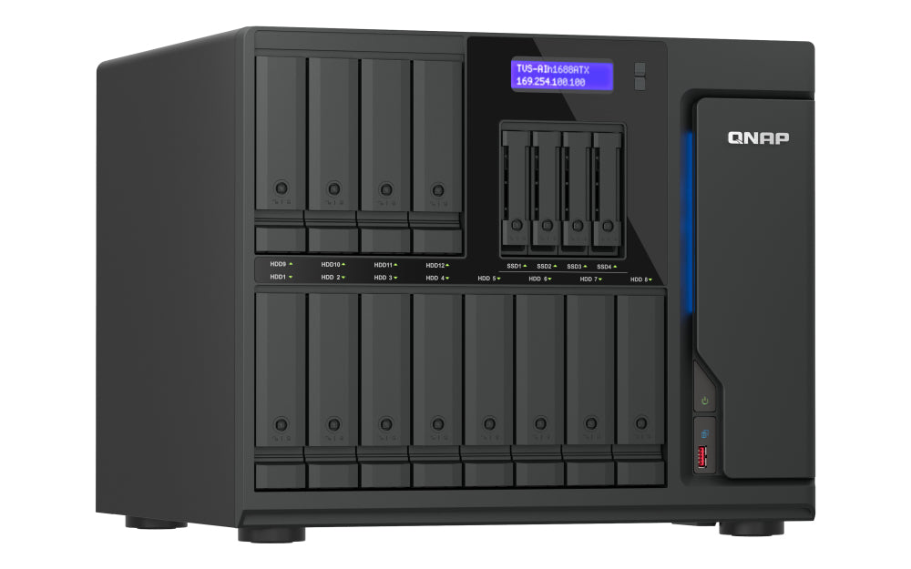 QNAP TVS-AIH1688ATX-U7-32G serveur de stockage NAS Tower 32 Go DDR5 0 To QuTS hero Noir