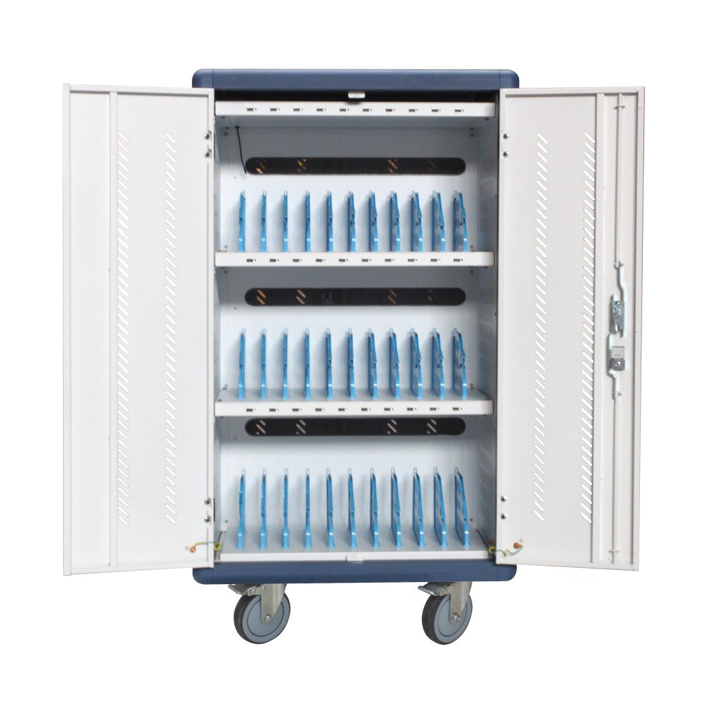 Techly I-CABINET-30DUTY chariot et rangement roulant Classe mobile de charge et de gestion Blanc, Bleu