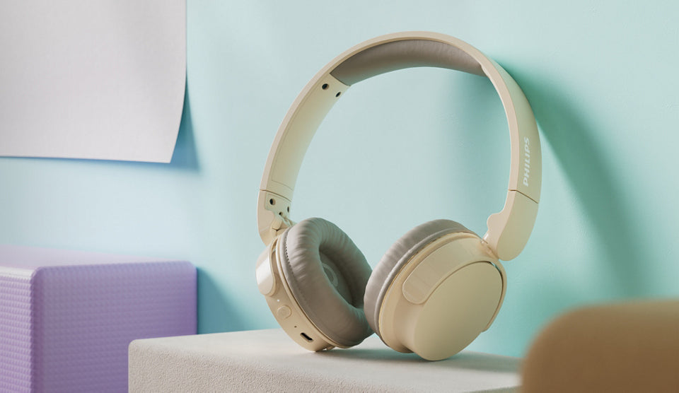 Philips TAH3209BG/00 Casque Sans Fil Bluetooth, Arceau Pliable, Beige