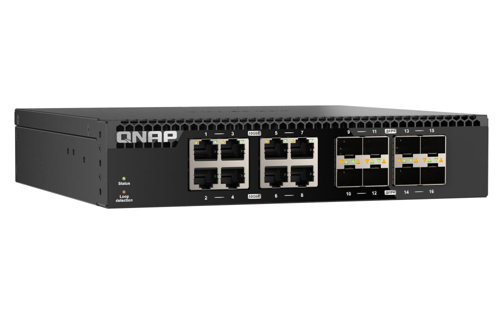 QNAP QSW-3216R-8S8T Commutateur Réseau Non-géré L2 10G Ethernet, 8 ports SFP+ et 8 ports RJ45, Noir