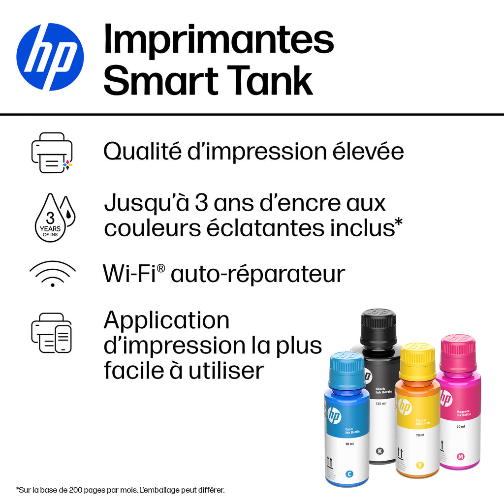 HP Smart Tank 7306 Imprimante Multifonction Couleur Sans Fil, Recto-Verso, Copieur et Scanner