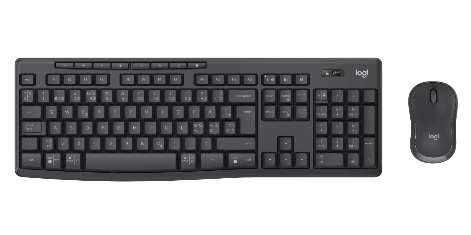 Logitech 920-012072 teclado Ratón incluido Oficina Bluetooth QWERTY Nórdico Grafito