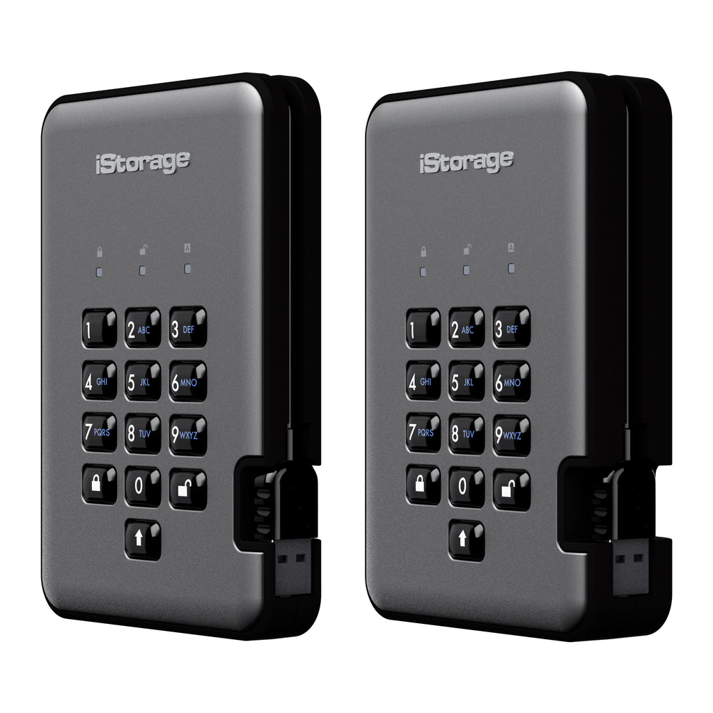 iStorage diskAshur PRO2 256-bit 1TB USB 3.2 secure encrypted hard drive IS-DAP2-256-1000-C-G - vue 5