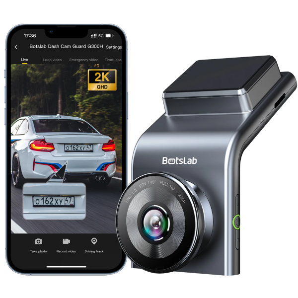 Botslab Dash + Rear Camera G300H Plus, 4K, Wi-Fi, GPS, 2.4inch LCD, Grey