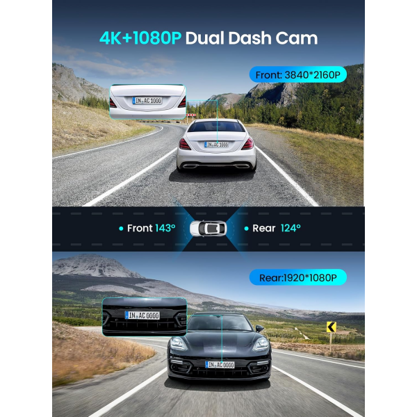 Ddpai Dash + Rear Camera Z50 Pro Dual, 4K, Wi-Fi, GPS, 3inch LCD, Black