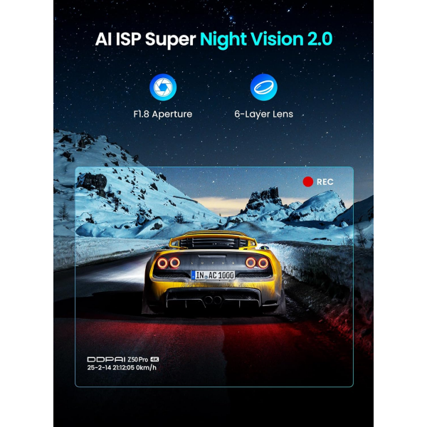 Ddpai Dash + Rear Camera Z50 Pro Dual, 4K, Wi-Fi, GPS, 3inch LCD, Black