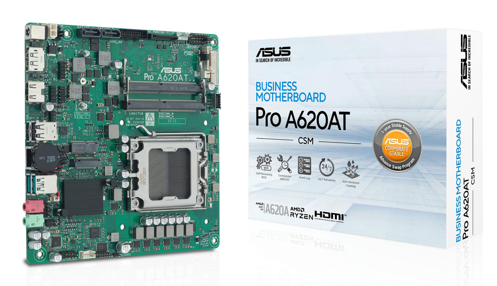 ASUS Pro A620AT-CSM AMD A620A Emplacement AM5 Thin Mini ITX