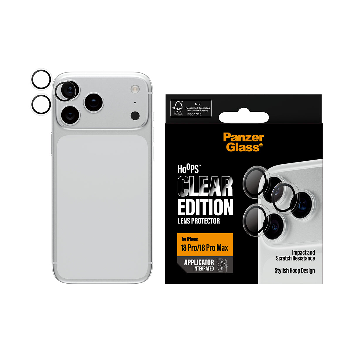 PanzerGlass ® Hoops® Camera Lens Protector Transparent iPhone 2026 Pro | 2026 Pro Max Protection d'écran transparent 1 p