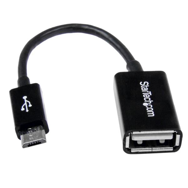 StarTech.com Câble Adaptateur Micro USB vers USB Host OTG, 12cm, Mâle vers Femelle, Noir