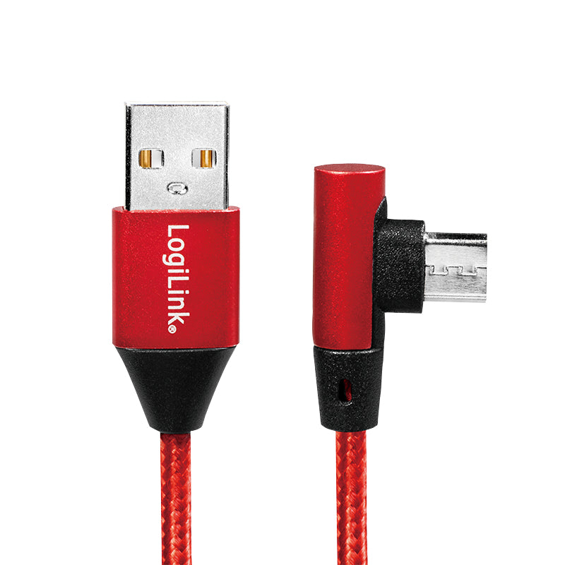 LogiLink CU0149 câble USB USB 2.0 0,3 m USB A Micro-USB B 0,48 Gbit/s Rouge - vue 2