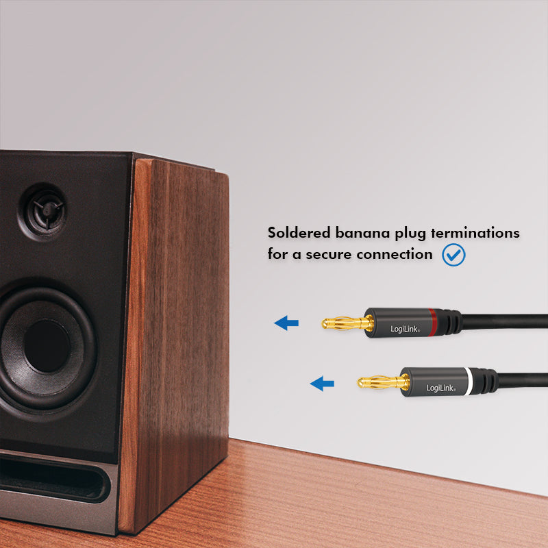 LogiLink CA1210 câble audio 3 m 2 x connecteur banane Noir - vue 3