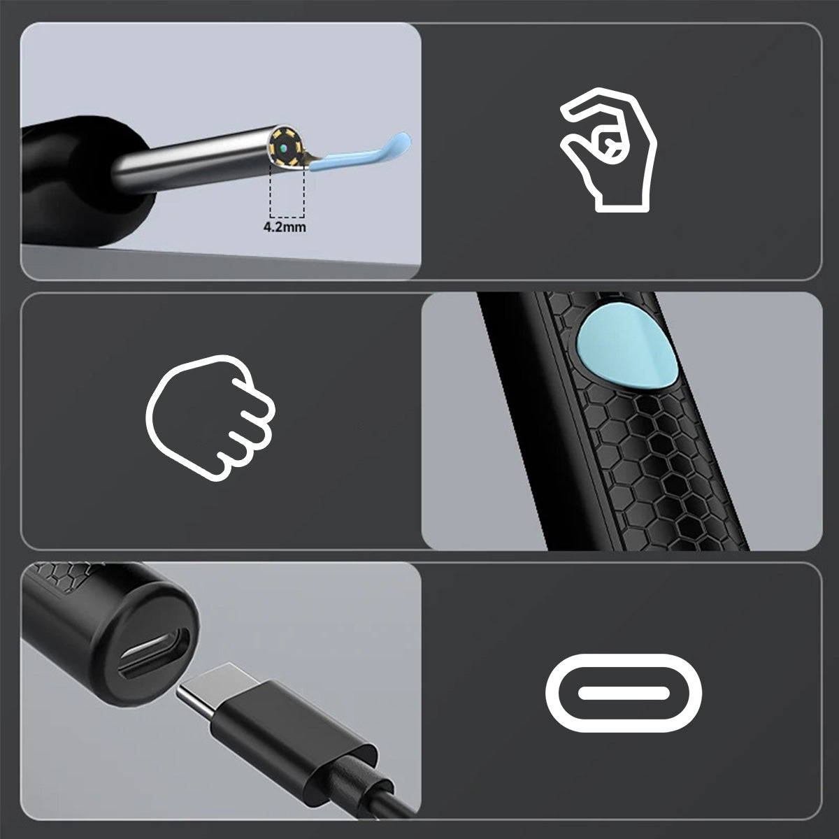 Endoscope, otoscope, appareil de nettoyage des oreilles, cire, caméra WiFi SMART Zenwire Y24