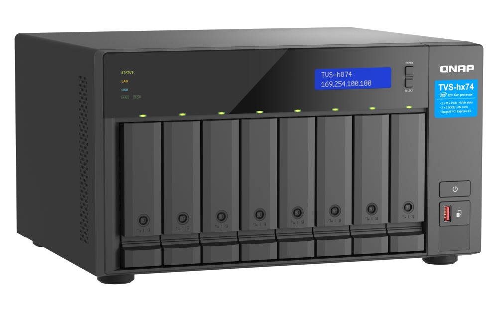 QNAP TVS-h874X NAS Tower Intel® Core™ i9 64 Go DDR4 0 To QuTS hero Noir - vue 3