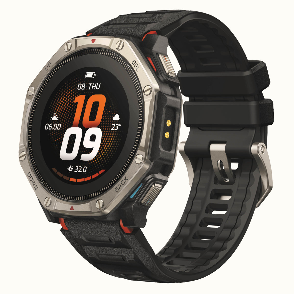 Amazfit T-Rex Dual Solar 3,35 cm (1.32") AMOLED 51 mm Numérique 466 x 466 pixels Écran tactile Noir, Argent Wifi GPS (sa