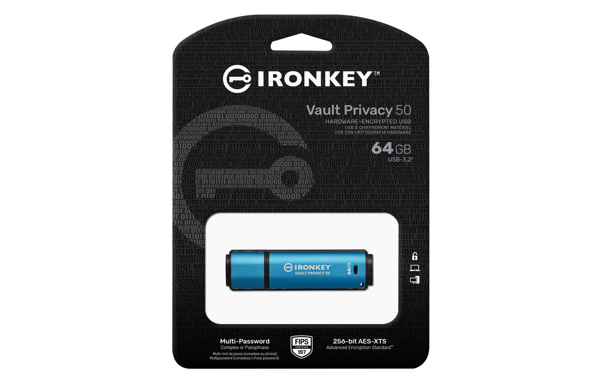 Kingston Technology IronKey 64Go Vault Privacy 50 chiffrée AES-256, FIPS 197