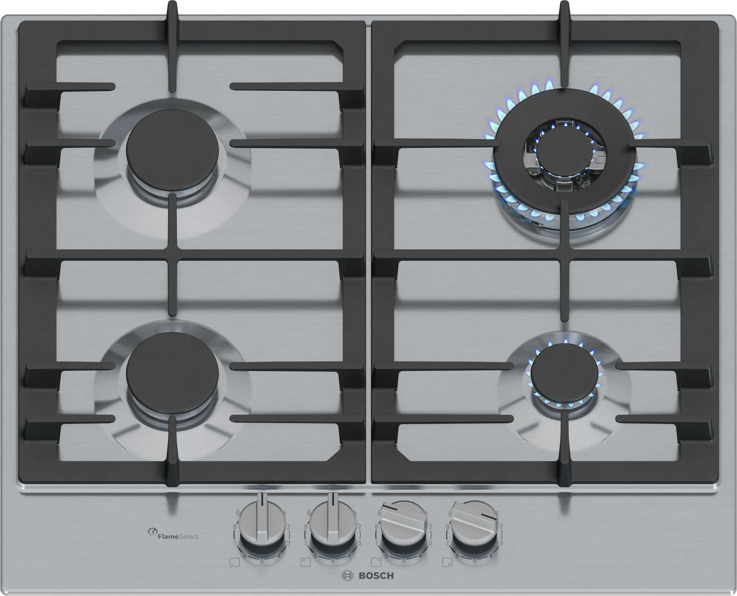 Bosch Bosch Serie 6 PCH6A5I90 plaque Acier inoxydable Intégré 60 cm Gaz 4 zone(s)