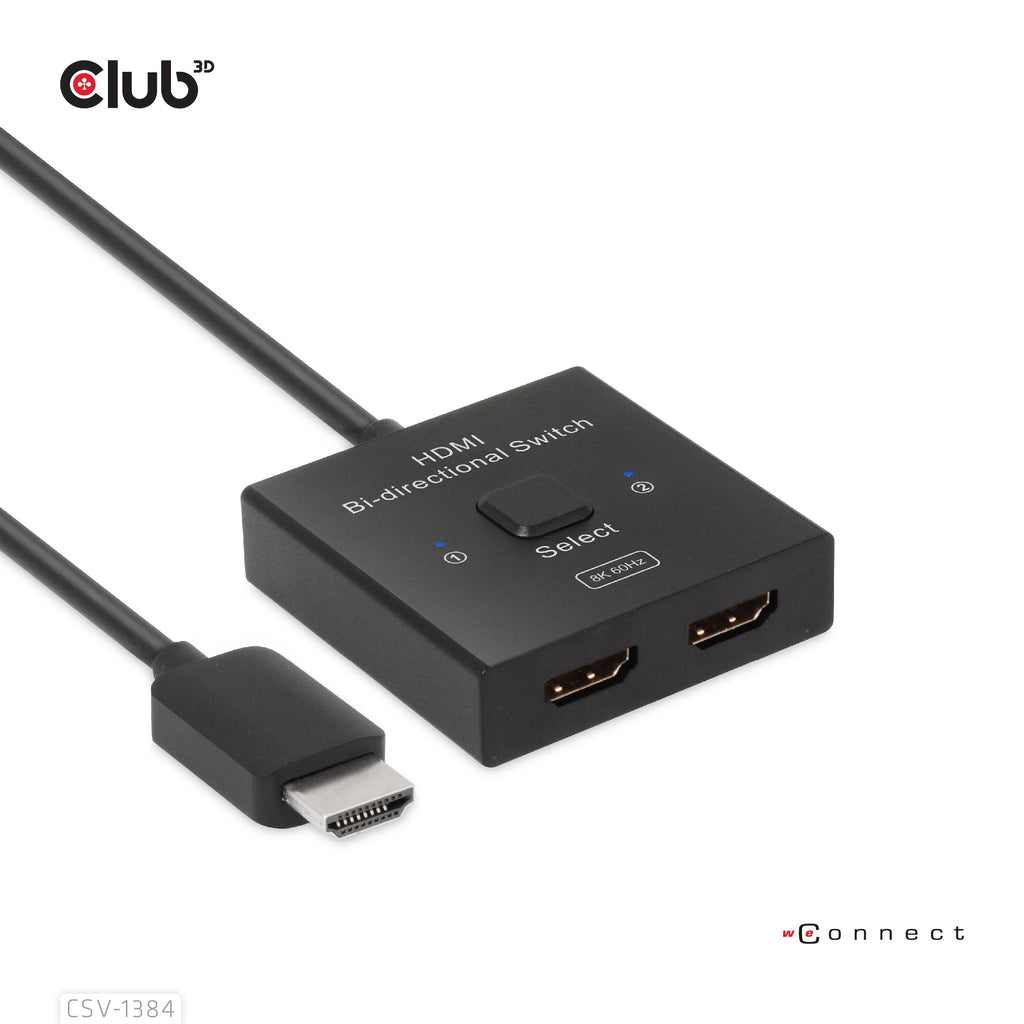 CLUB3D CSV-1384 Commutateur KVM Écran, Clavier et Souris, HDMI 8K Ultra HD, Noir
