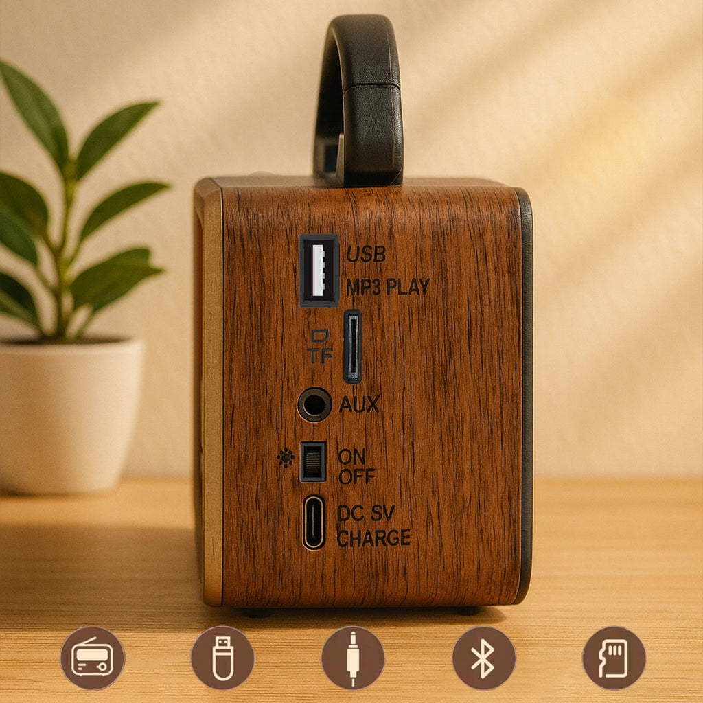 Radio Retro FM solaire Bluetooth portable à piles, avec antenne USB-C Zenwire BT-S060