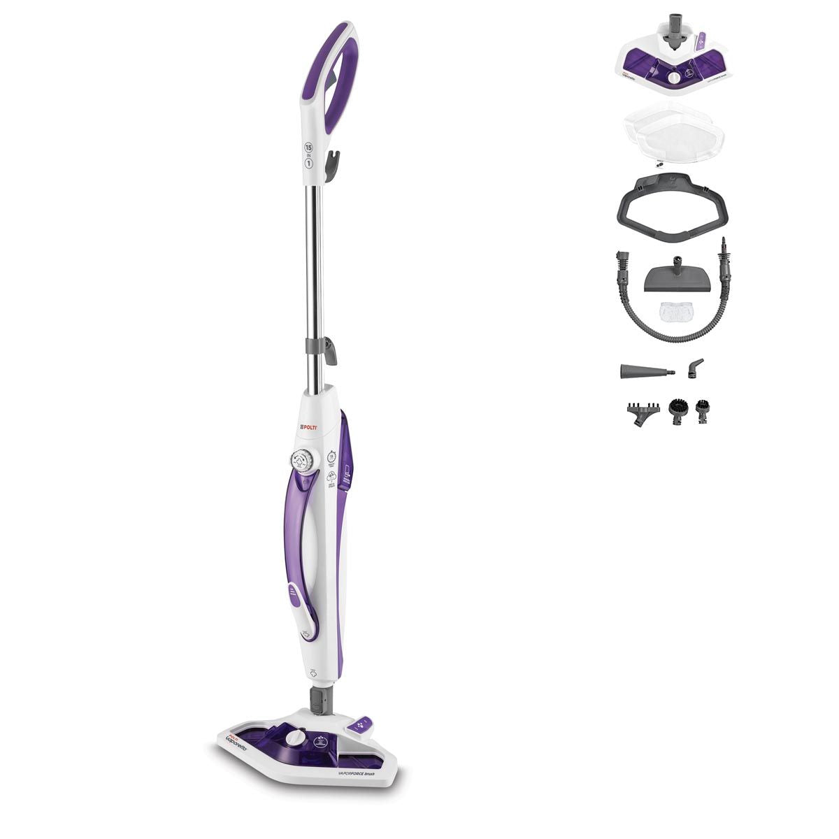 Polti Vaporetto SV440_Double Steam mop 0,3 L 1500 W Violet, Blanc