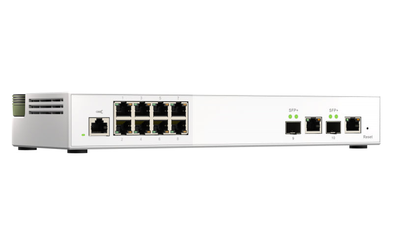 QNAP QSW-M2108-2C Commutateur Réseau Géré L2 2.5G Ethernet, 2 ports combo 10GbE SFP+/RJ45, 8 ports 2.5GbE, Gris et Blanc