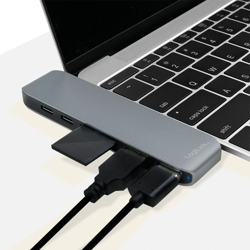 LogiLink UA0302 station d'accueil USB 3.2 Gen 1 (3.1 Gen 1) Type-C Aluminium, Noir