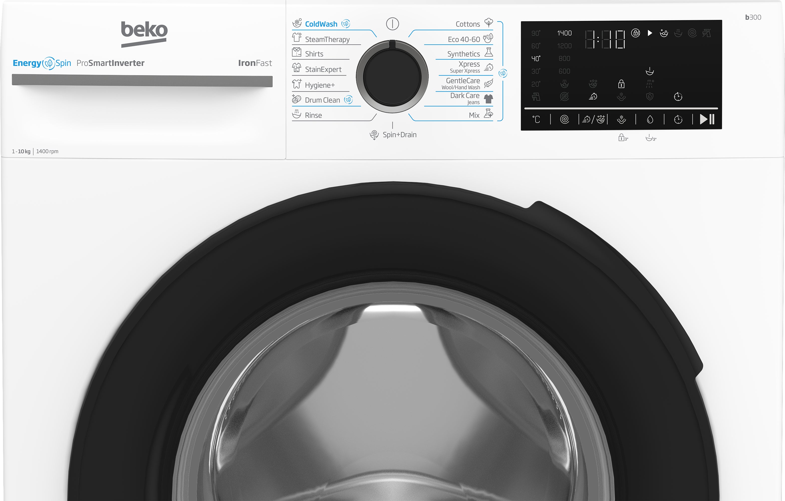 Beko b300 BM3WFU410415WB machine à laver Charge avant 10 kg 1400 tr/min Blanc