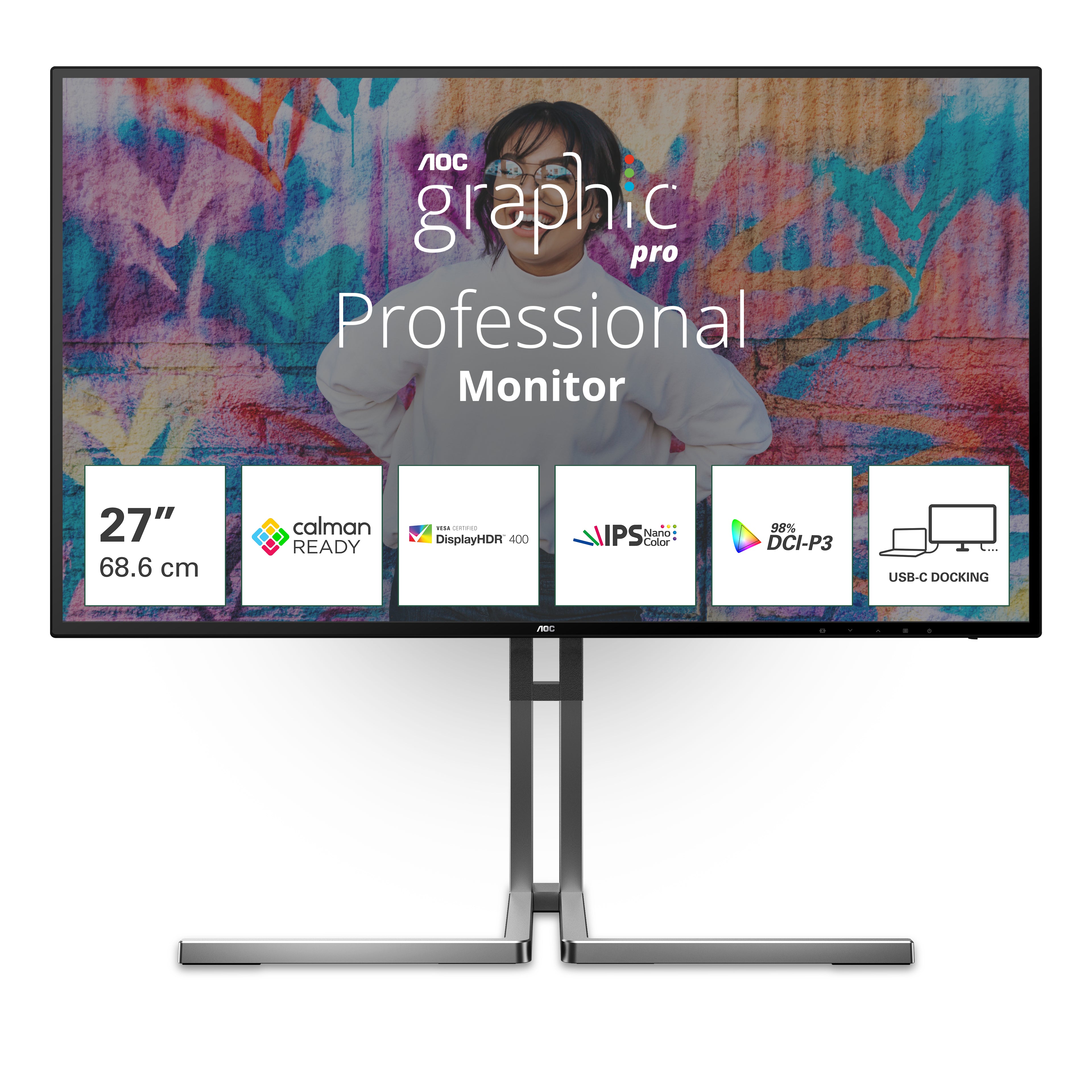 AOC U3 U27U3CV écran plat de PC 68,6 cm (27") 3840 x 2160 pixels 4K Ultra HD LCD Noir