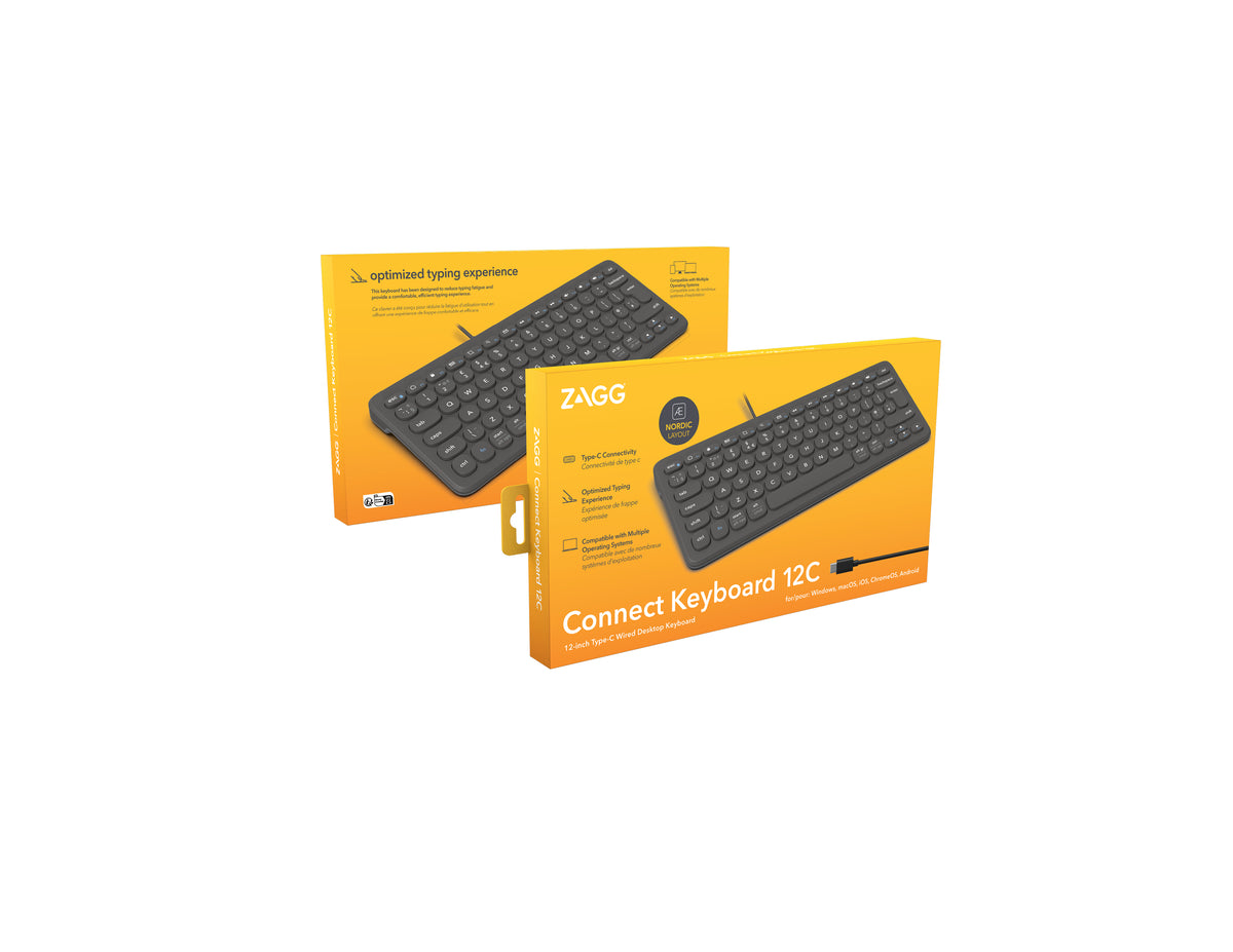 ZAGG Connect Keyboard 12C Clavier Universel USB QWERTY Nordique Noir