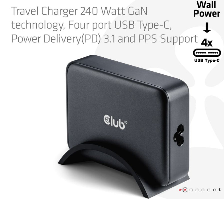 CLUB3D CAC-1918 Chargeur Universel pour Appareils Mobiles, Secteur, Noir