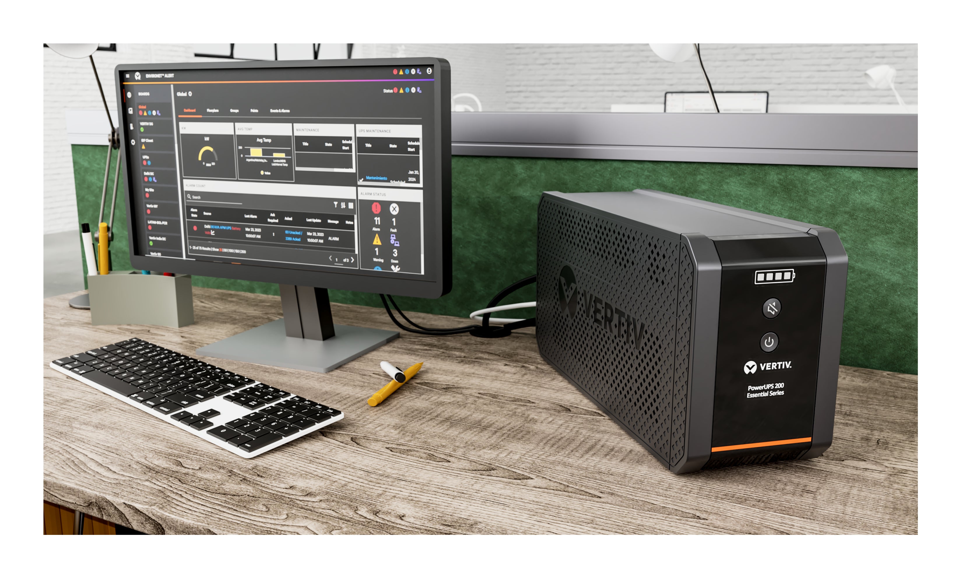 Vertiv PowerUPS 200 Essential PSA6E-1600IT-SCH, 1 600 VA/925 W, AVR, batteries remplaçables par l’utilisateur, batterie de secours, 5 prises Schuko, garantie deux ans