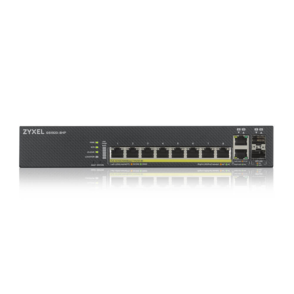 Zyxel GS1920-8HPV2 Géré Gigabit Ethernet (10/100/1000) Connexion Ethernet, supportant l'alimentation via ce port (PoE) N