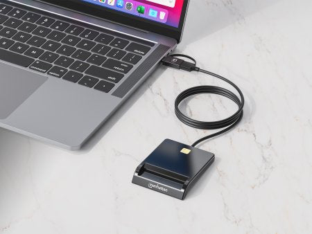 Manhattan Lecteur de cartes à puce combiné USB-C/USB-A, connecteurs USB 2.0 Type-C et Type-A vers interface de lecture à