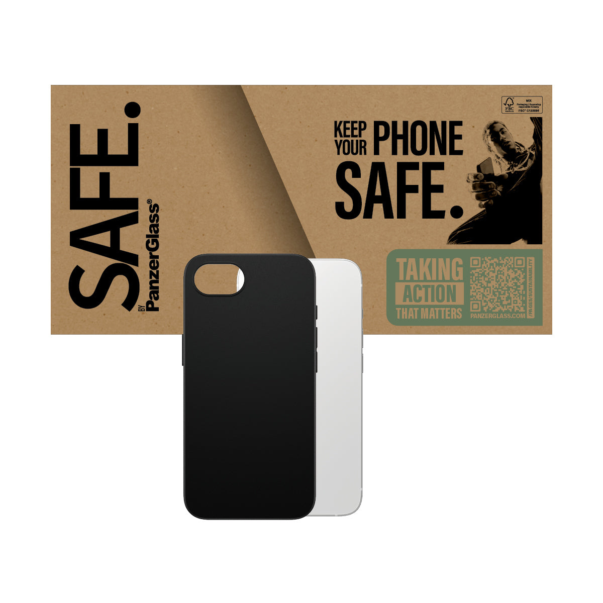 PanzerGlass SAFE. by ® TPU Case Black iPhone 17e | 16e coque de protection pour téléphones portables Housse Noir