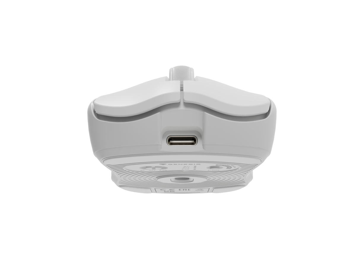 Souris Gaming Zircon 500 Droitier RF Wireless, Bluetooth et USB Type-C, Optique 10000 DPI, Blanche
